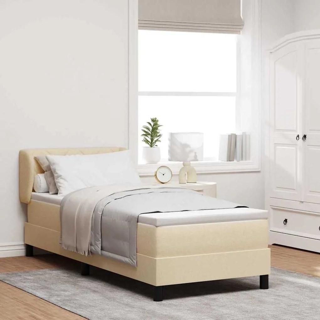 vidaXL Cama box spring com colchão Creme 80 x 200 cm tecido