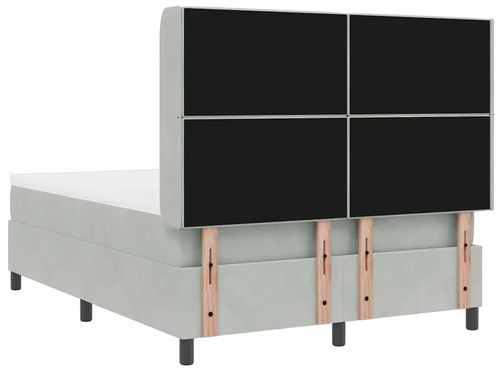 Cama Box Spring vidaXL com Colchão Cinza Claro 140x200 cm Veludo