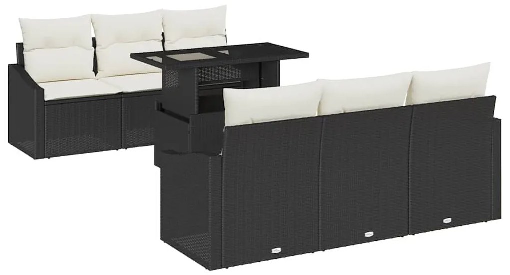 Conjunto de Sofá de Jardim de 7 Peças com Almofadas em Rattan Sintétic
