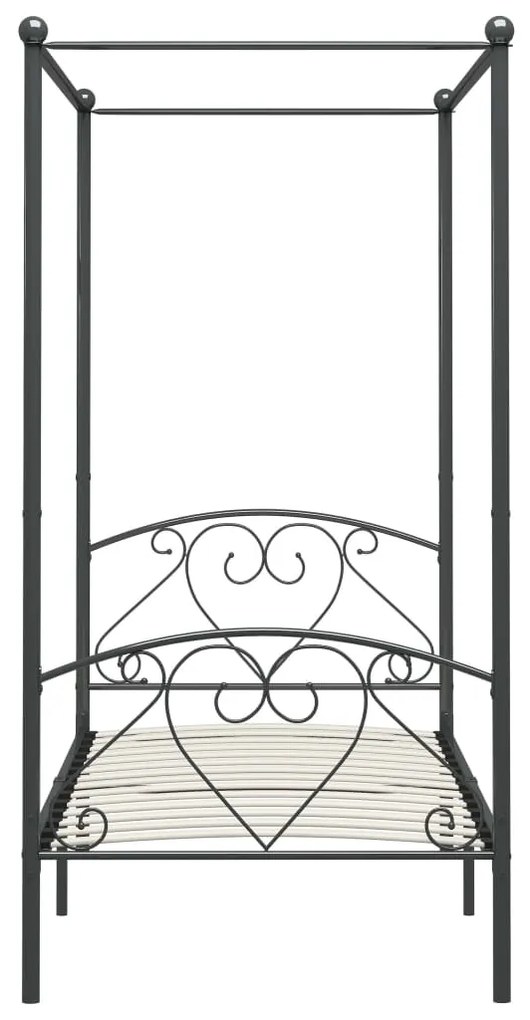 Estrutura de cama com dossel 90x200 cm metal cinzento