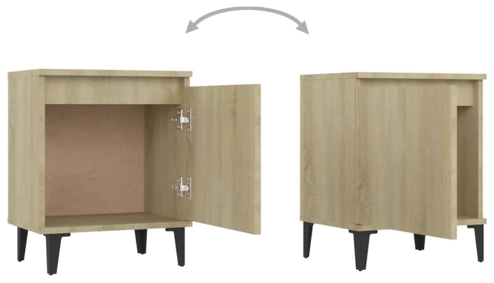 Mesa de cabeceira c/ pernas em metal 40x30x50cm carvalho sonoma