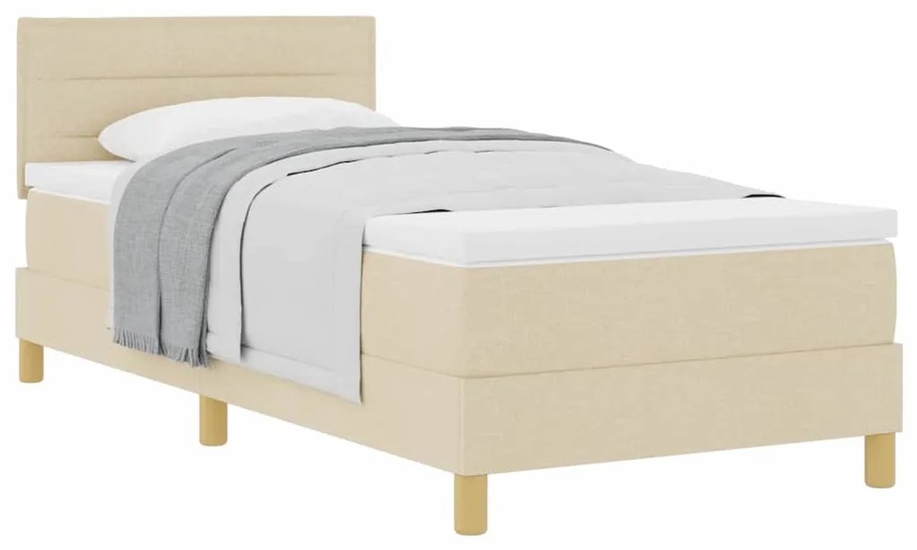 Cama Box Spring com Colchão Creme 80x200 cm Tecido