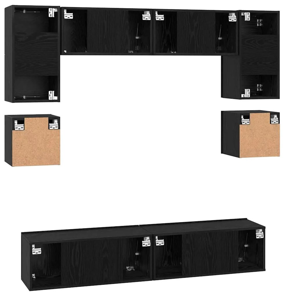 Conjunto de móvel de TV 8 pcs Carvalho Preto 80 x 30 x 30 cm
