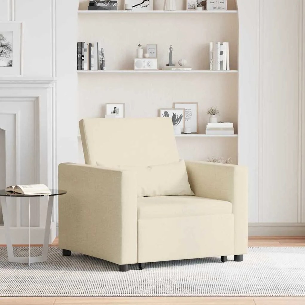vidaXL Sofá cama single Creme 90 x 165 x 87 cm tecido