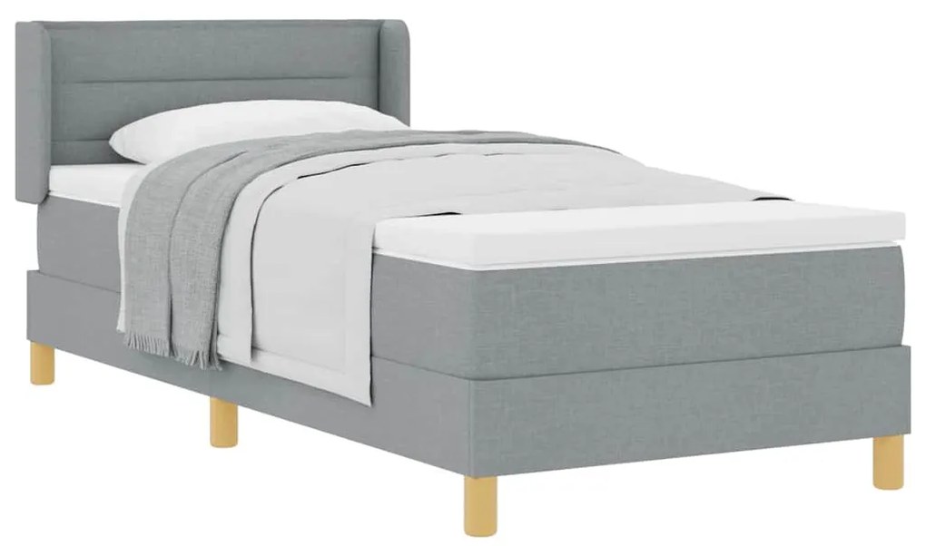 Cama Box com Colchão Cinza Claro 80x200 cm, Tecido.