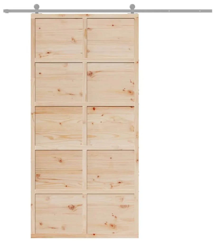 Porta de celeiro 100x208 cm madeira de pinho maciça
