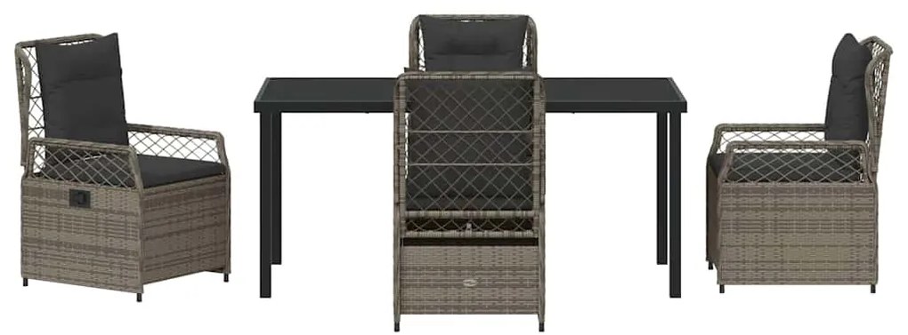 Conjunto de Jantar de Jardim 5 Peças em Rattan Sintético Cinza