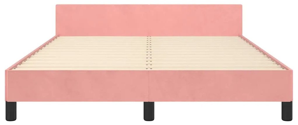 Estrutura cama c/ cabeceira sem colchão 140x190 cm veludo rosa