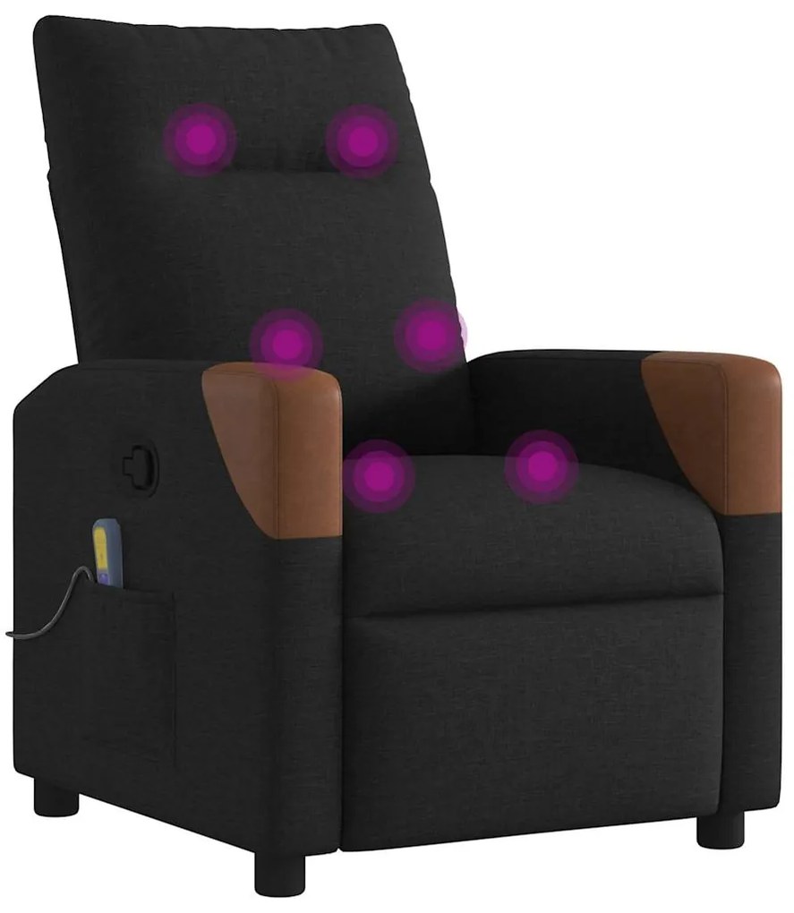 Poltrona de massagens reclinável tecido preto