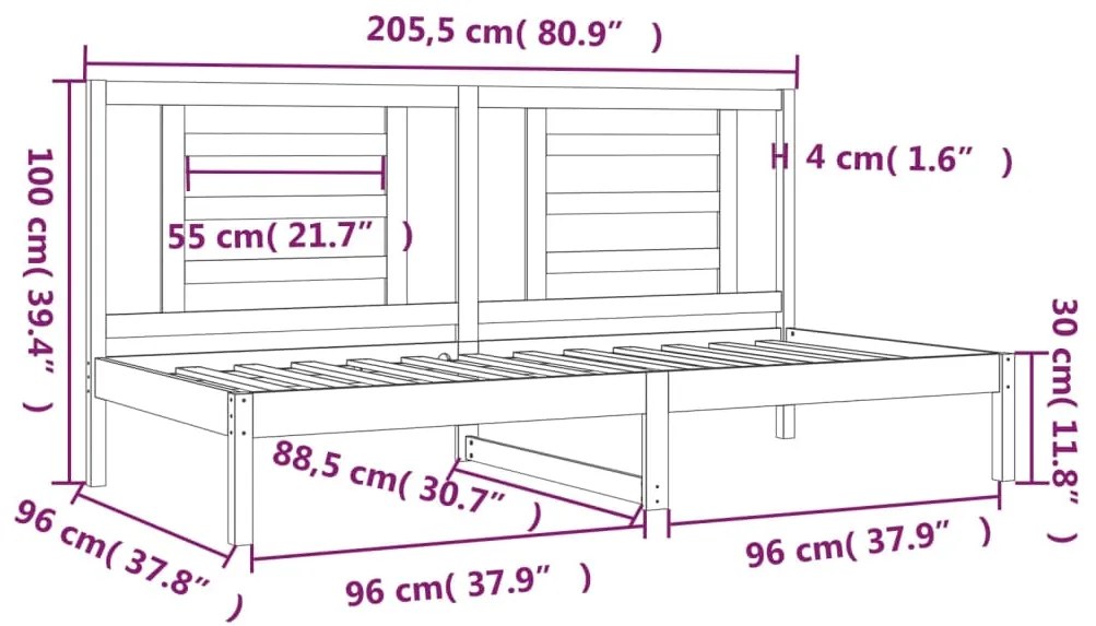 Sofá-cama sem colchão 90x200 cm madeira de pinho maciça branco