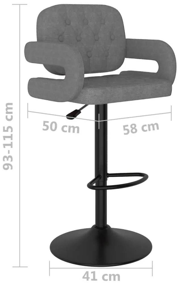 Bancos de bar 2 pcs tecido cinzento-claro