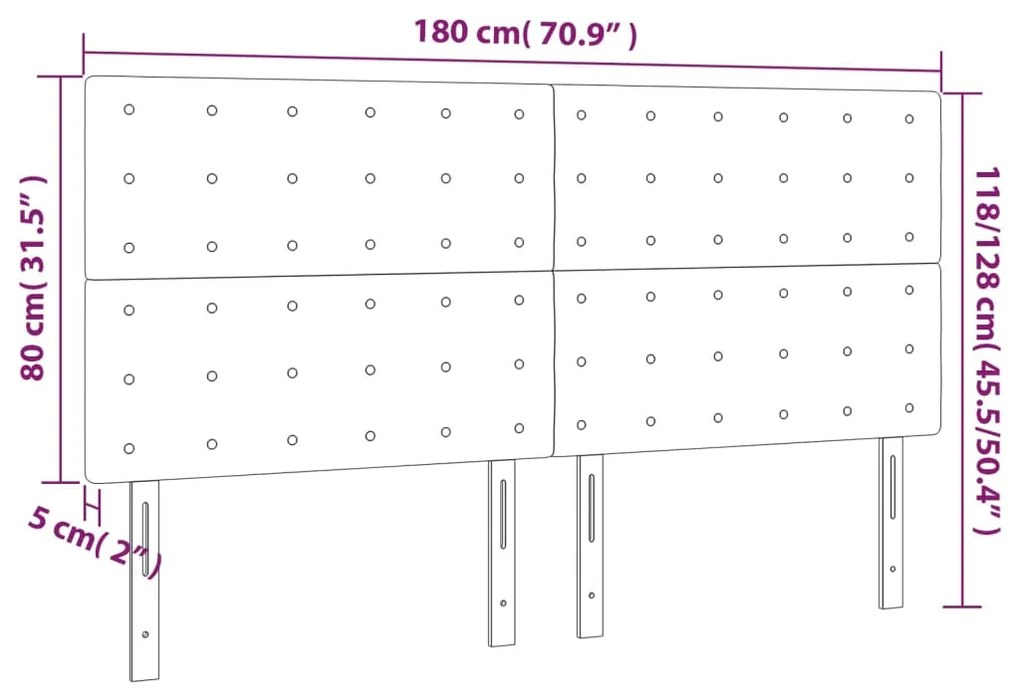 Cabeceira de cama 4 pcs couro artificial 90x5x78/88 cm cinzento