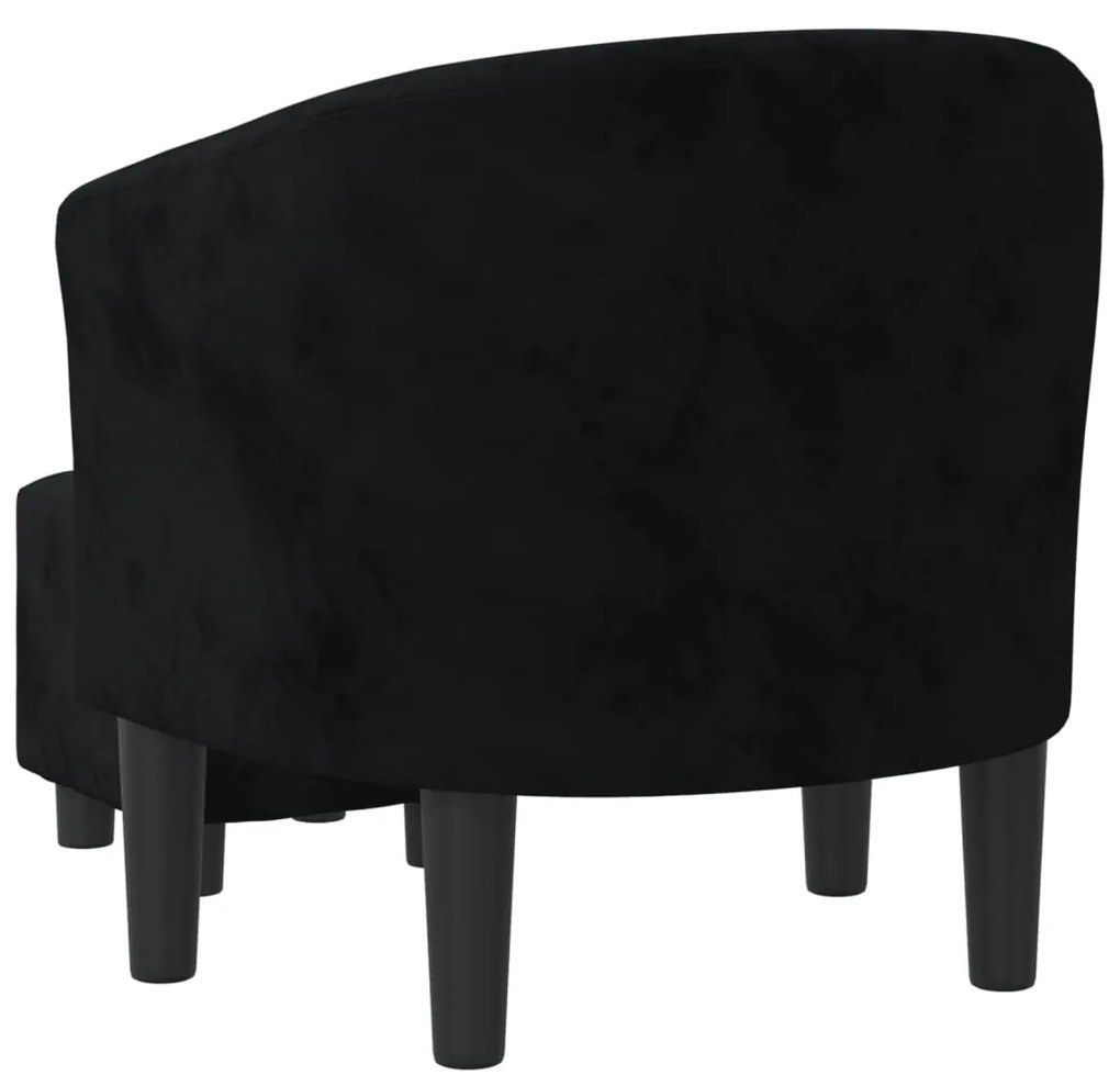 Poltrona Iris Com Apóio de Pés - Em Veludo - Cor Preto - 70x56x68 cm -