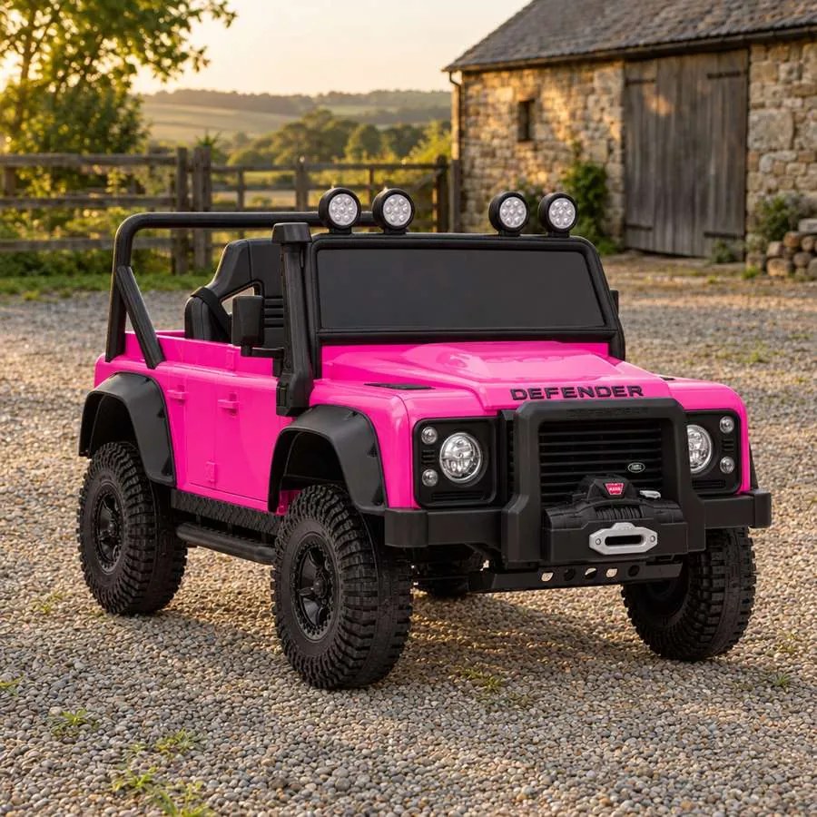Jipe elétrico para crianças Land Rover Defender 110 SVX 12V, 4X4, luzes LED, bateria de lítio, licença ORIGINAL Rosa