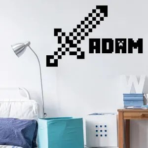 Autocolante personalizado para crianças - Espada Minecraft com nome