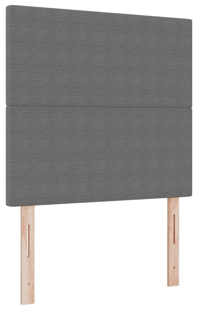 Cama Box Spring com Colchão Cinza Claro em Tecido de Corduroy para Sol