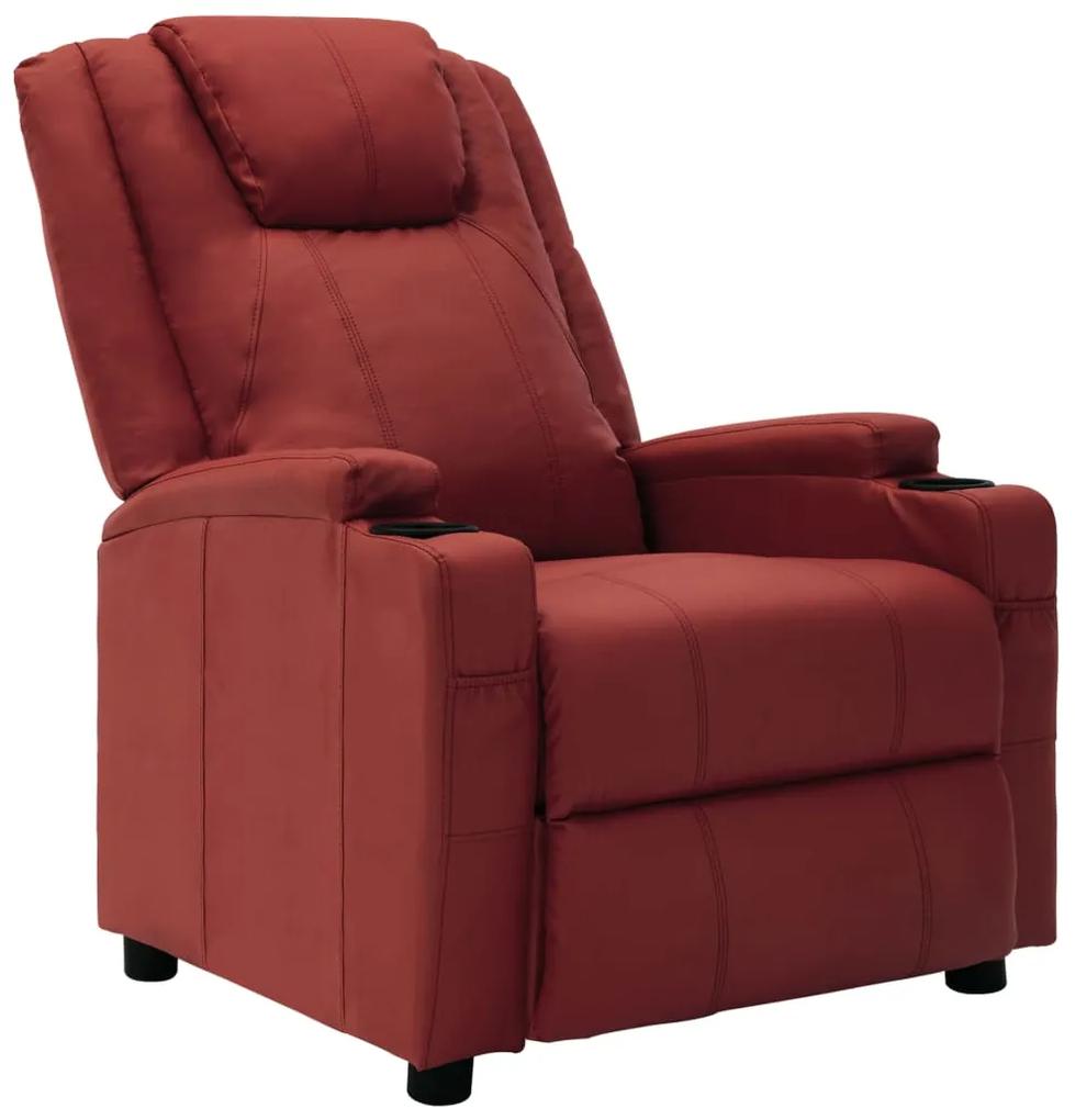 321308 vidaXL Cadeira reclinável couro artificial vermelho tinto