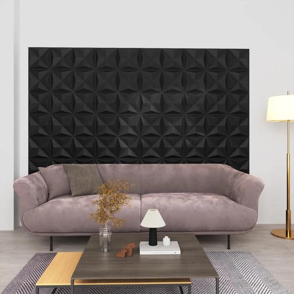 150918 vidaXL Painéis de parede 3D 48 pcs 50x50 cm 12 m² origami preto