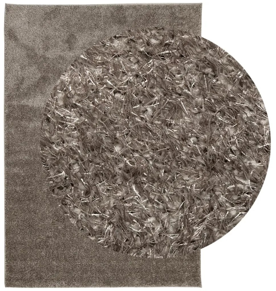 Tapete de pelo alto aspeto brilhante ISTAN 160x230 cm cinzento