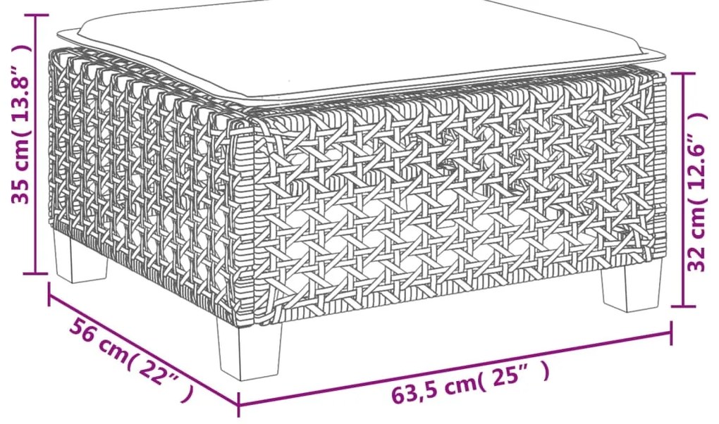 8 pcs conjunto sofás de jardim com almofadões vime PE preto