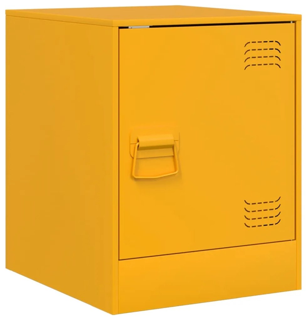 Mesas de cabeceira 2 pcs 34,5x39x44 cm aço amarelo mostarda