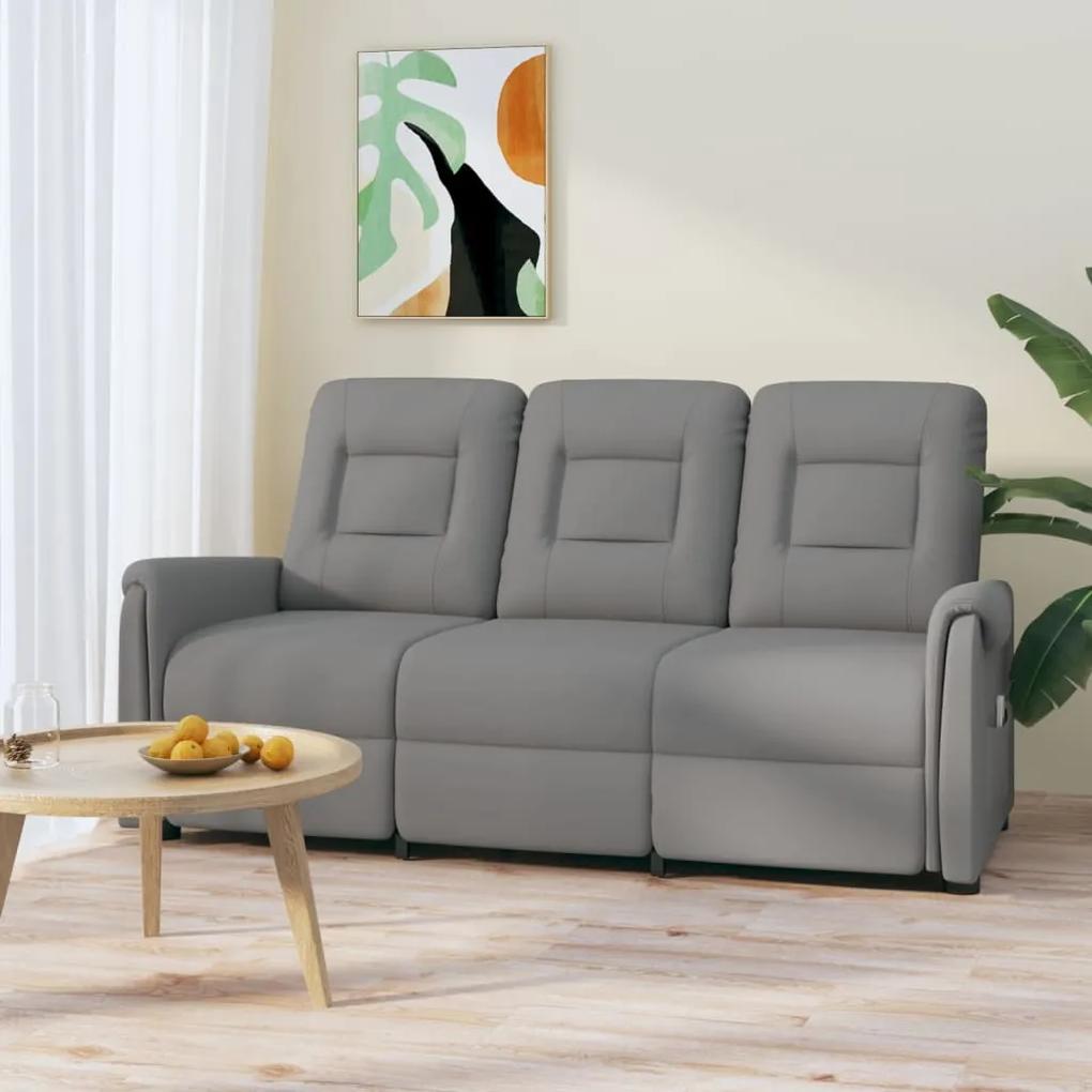 Sofá de massagens reclinável 3 lug. couro artificial cinzento