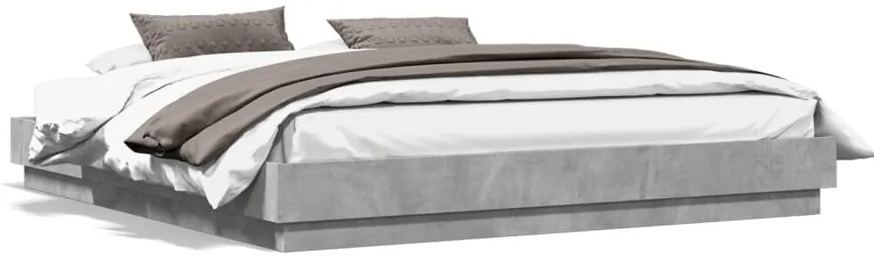 Estrutura de cama com luzes LED 200x200 cm cinzento-cimento