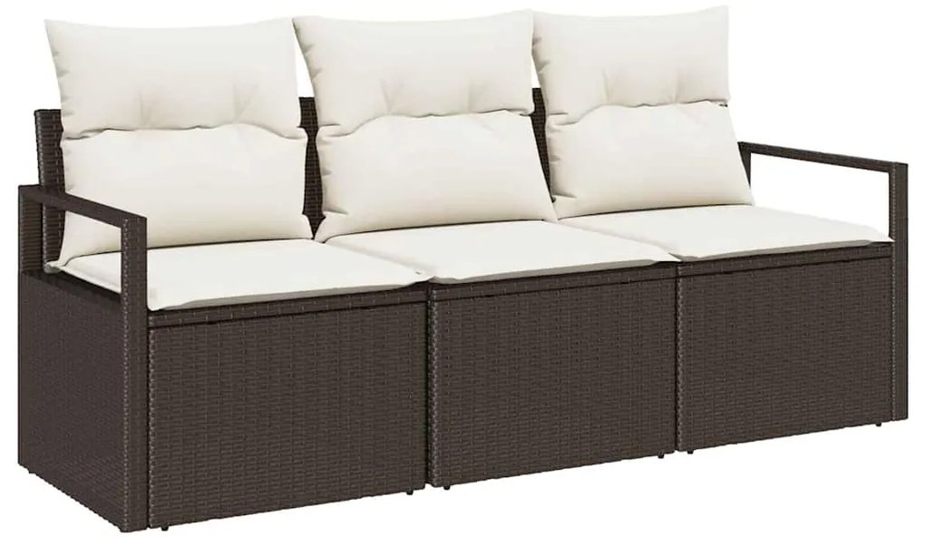 Conjunto de Sofá de Jardim 3 Peças da com Almofadas em Rattan Sintétic