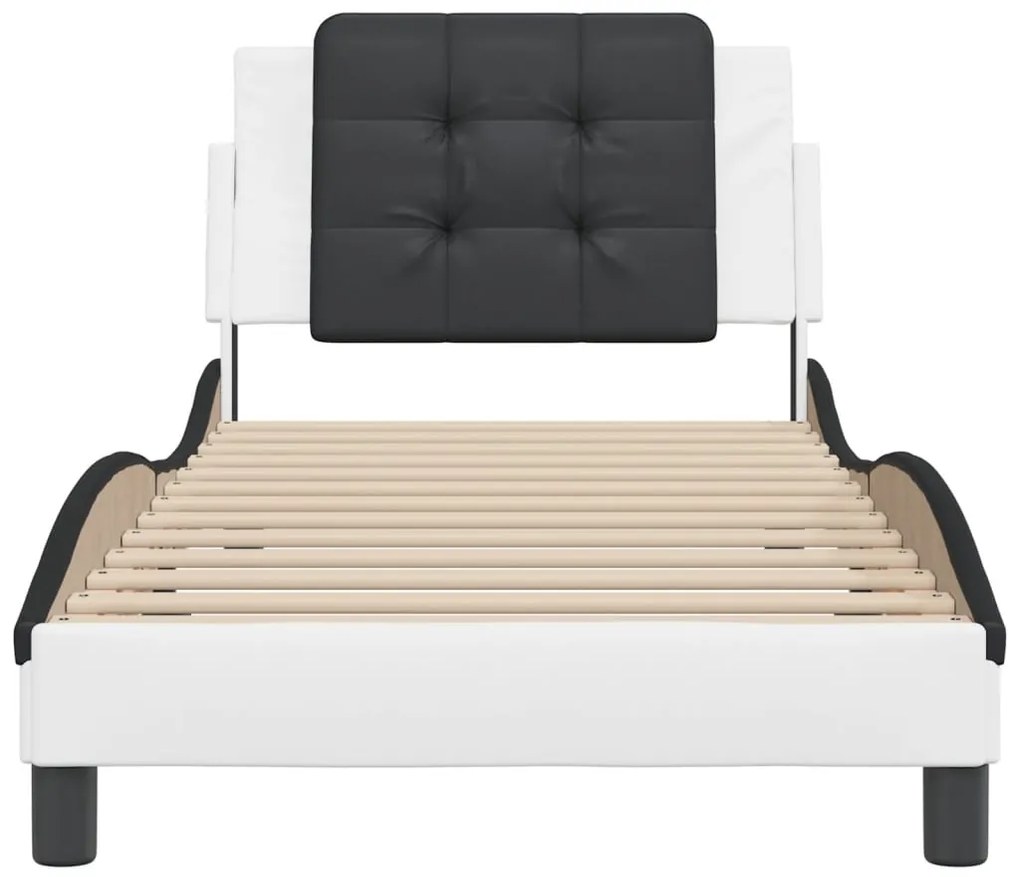Estrutura de cama c/ cabeceira couro artificial 90x190cm