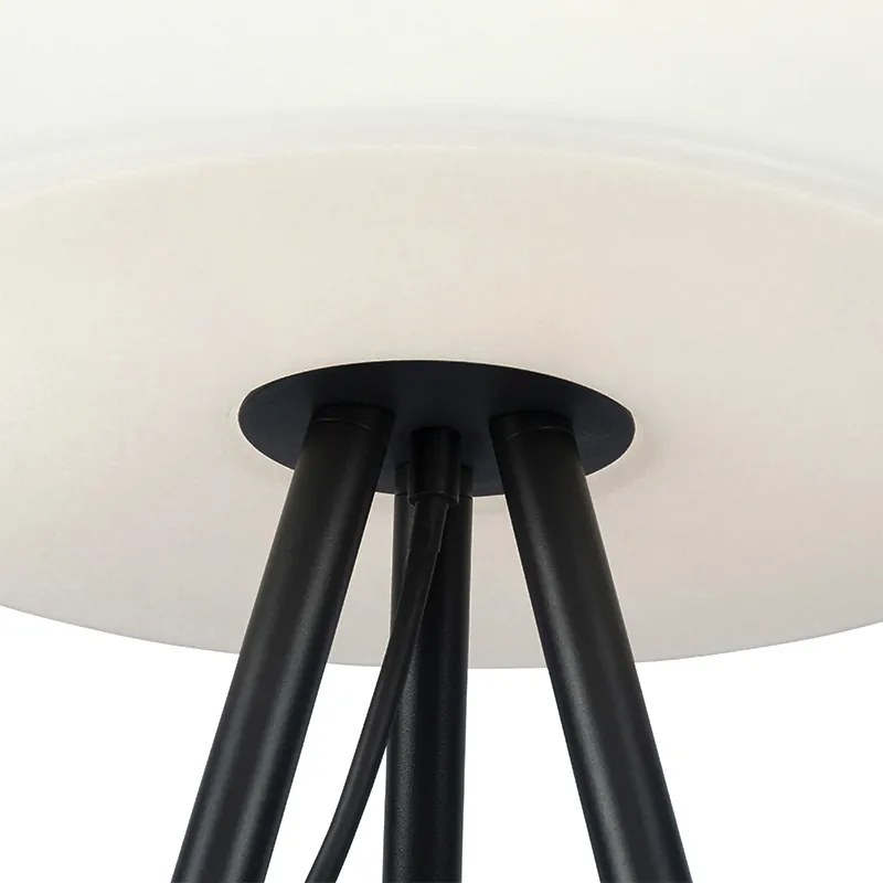 Candeeiro de pé moderno para exterior preto com abajur branco IP65 - Virginia Design