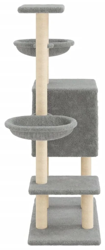 Árvore p/ gatos c/ postes arranhadores sisal 117 cm cinza-claro