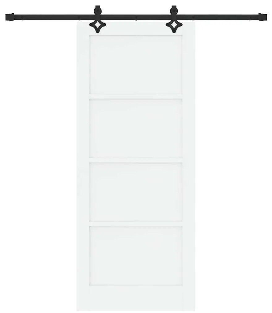 Porta Deslizante vidaXL com Conjunto de Ferragens Branca 83x202 cm Mad