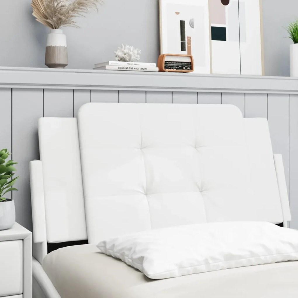 vidaXL Almofadão de cabeceira 100 cm couro artificial branco