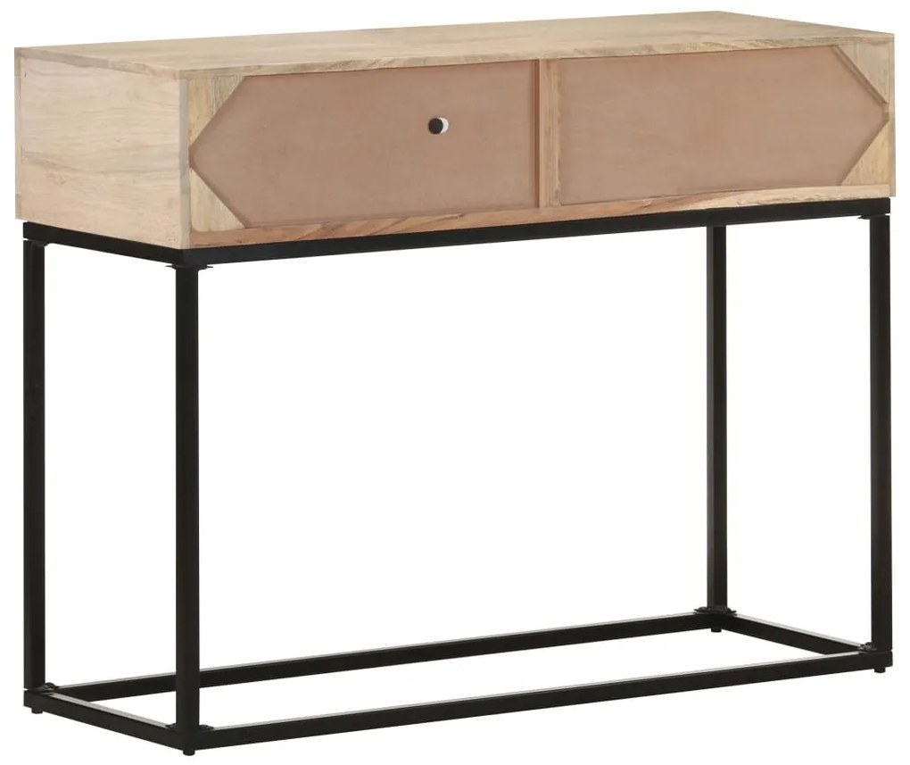 Mesa consola 100x35x76 cm mangueira maciça e palha natural