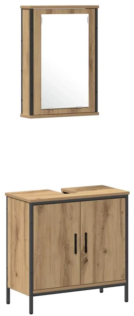 Conjunto de Mobiliário para Banheiro de 4 Peças em Carvalho Artisan e