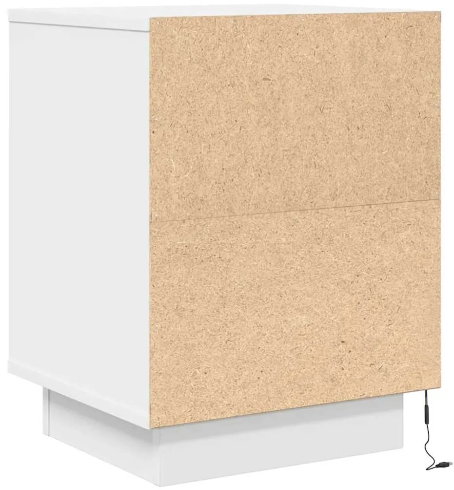 Mesas cabeceira c/ luzes LED 2 pcs 38x34x50 cm branco