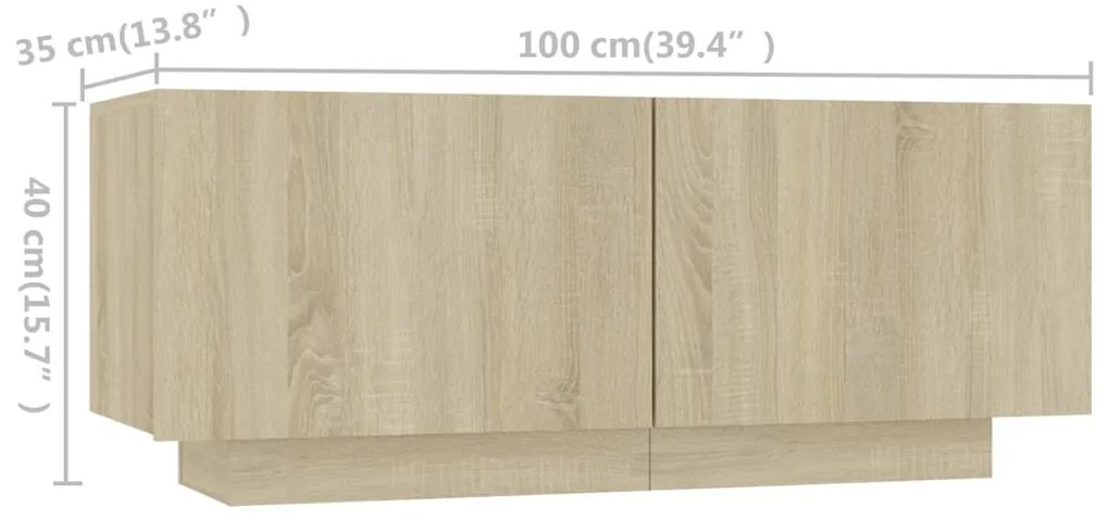 Móvel de TV com luzes LED 180x35x40 cm carvalho sonoma