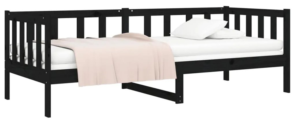 Sofá-cama 90x190 cm madeira de pinho maciça preto