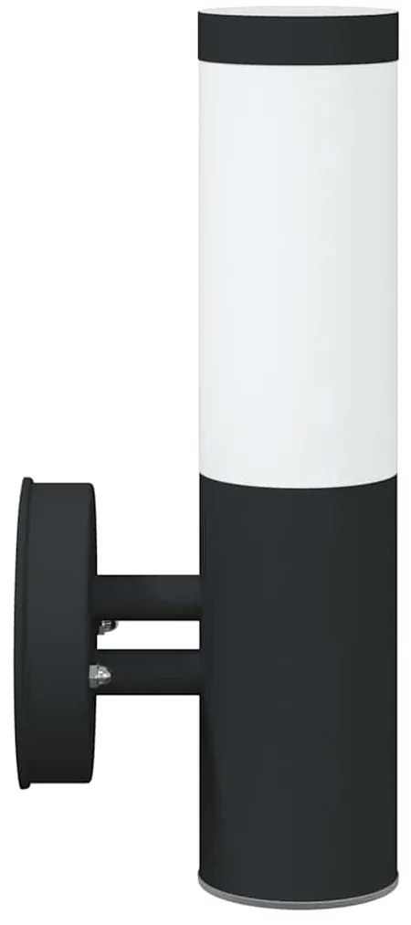 Luz de Parede Externa 2 pcs Aço Inoxidável Preto IP44
