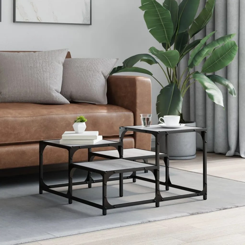 Mesa de centro 68x68x40 cm derivados de madeira cinzento sonoma