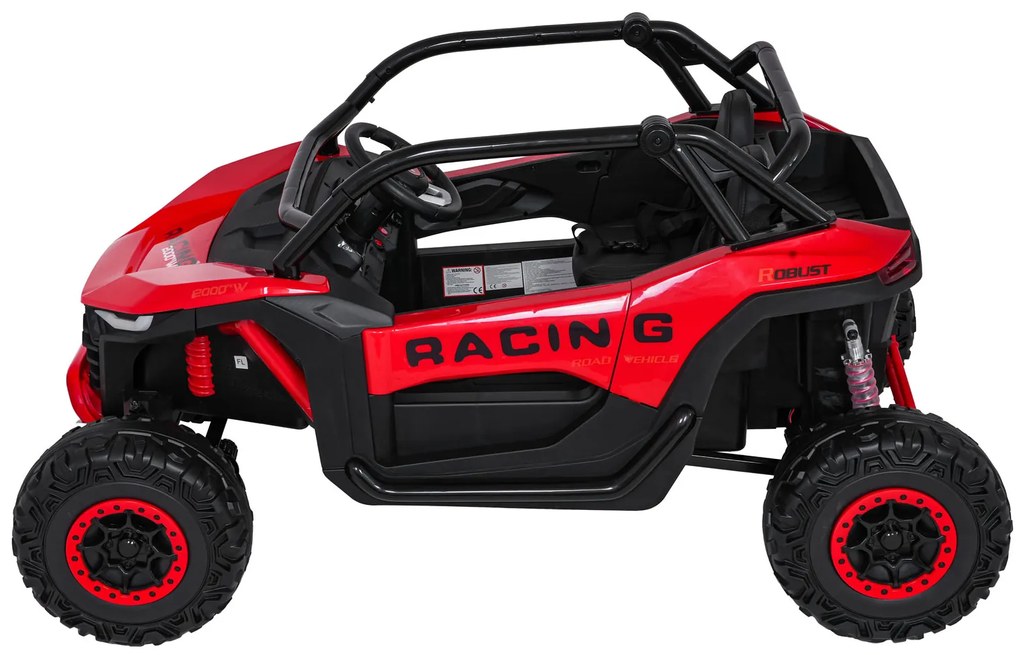 Carro elétrico para Crianças 4X4 2 Lugares 24V RACING Road 2000, Pneus Espuma EVA, Assento couro ecológico Vermelho