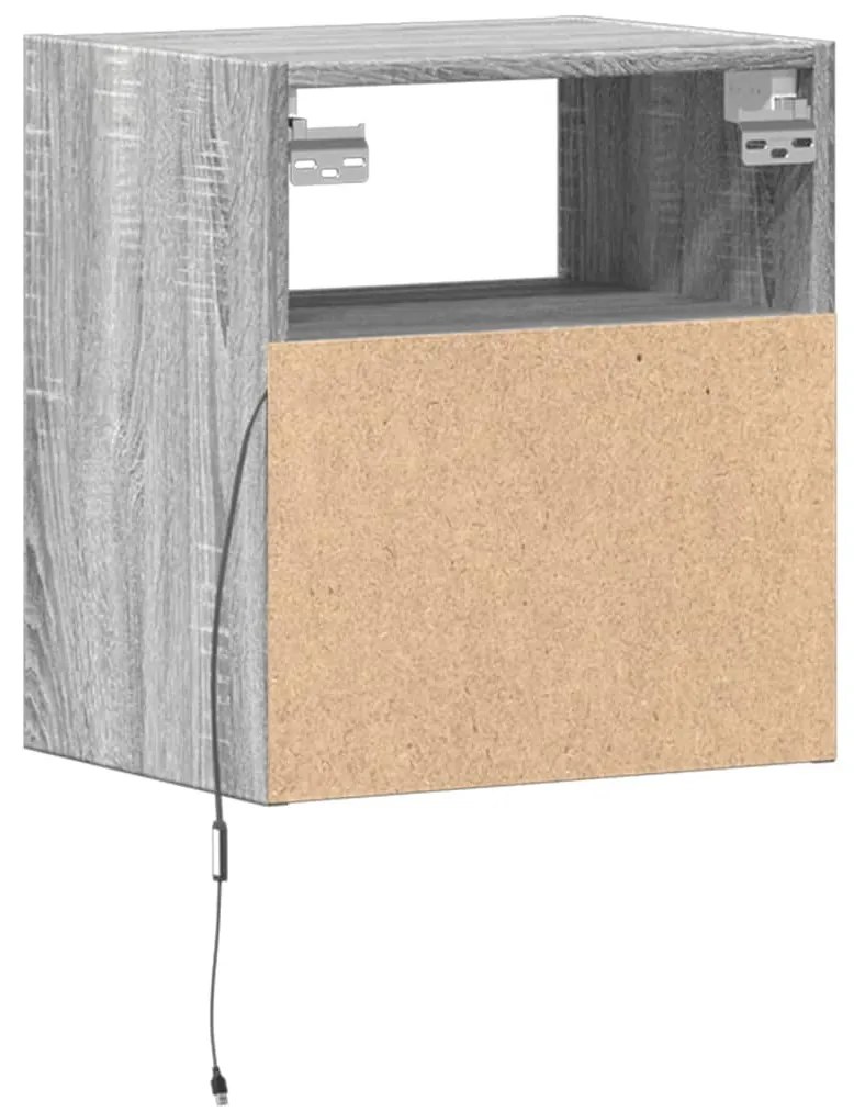 Móvel de parede p/ TV c/ luzes LED 41x31x45 cm cinzento sonoma
