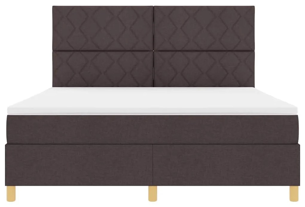 Cama Box Spring com Colchão Castanho Escuro Super King Tecido