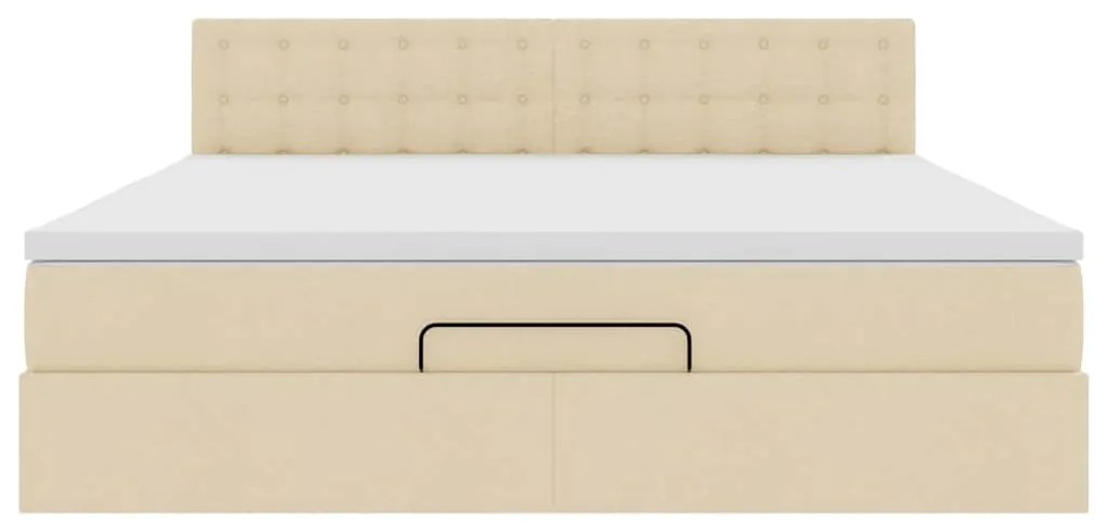 Estrutura de cama otomana com colchão tecido creme 160x200cm