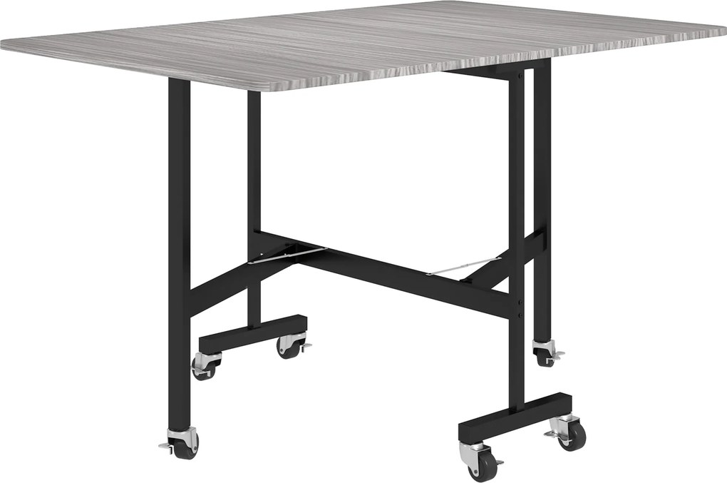 HOMCOM Mesa de Jantar Dobrável para 4-6 Pessoas com Rodas e Abas Rebatíveis para Cozinha 120x80x73 cm Cinzento | Aosom Portugal