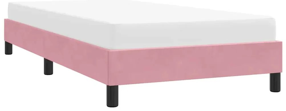 Estrutura de cama com colchão 100x220 cm veludo rosa