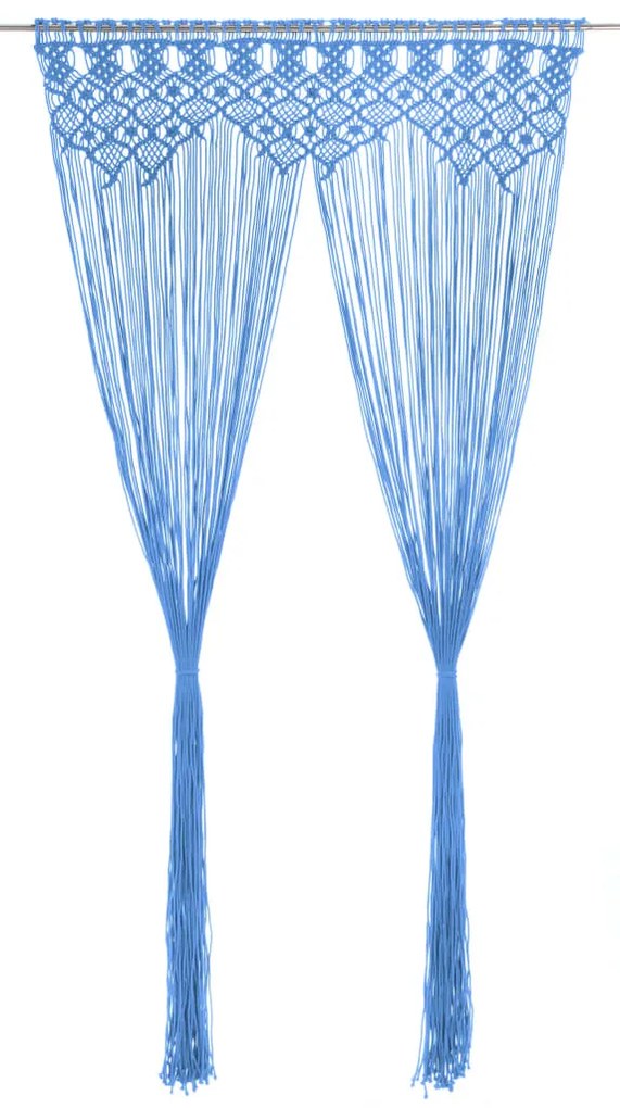 Cortina em macramé 140x240 cm algodão azul