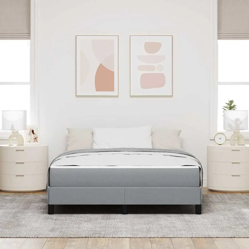 Cama Box Outros Cinzento-claro 140 x 200 cm tecido