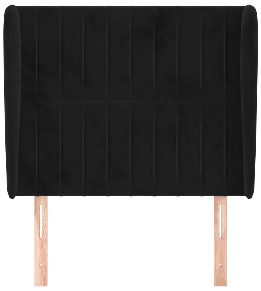 Cabeceira de cama c/ abas veludo 103x23x118/128 cm preto