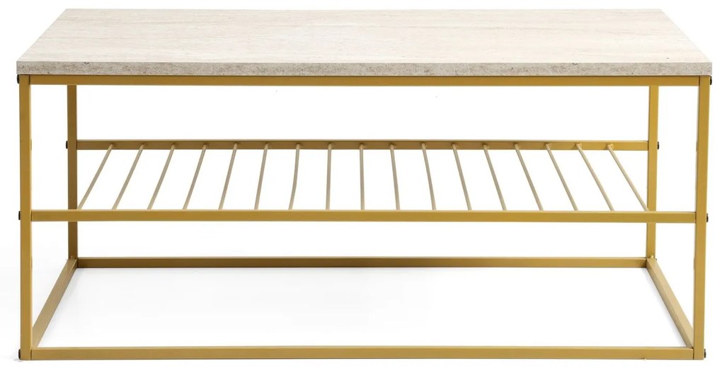 Mesa de Centro Asude – Travertino Dourado – 95x42x55 cm